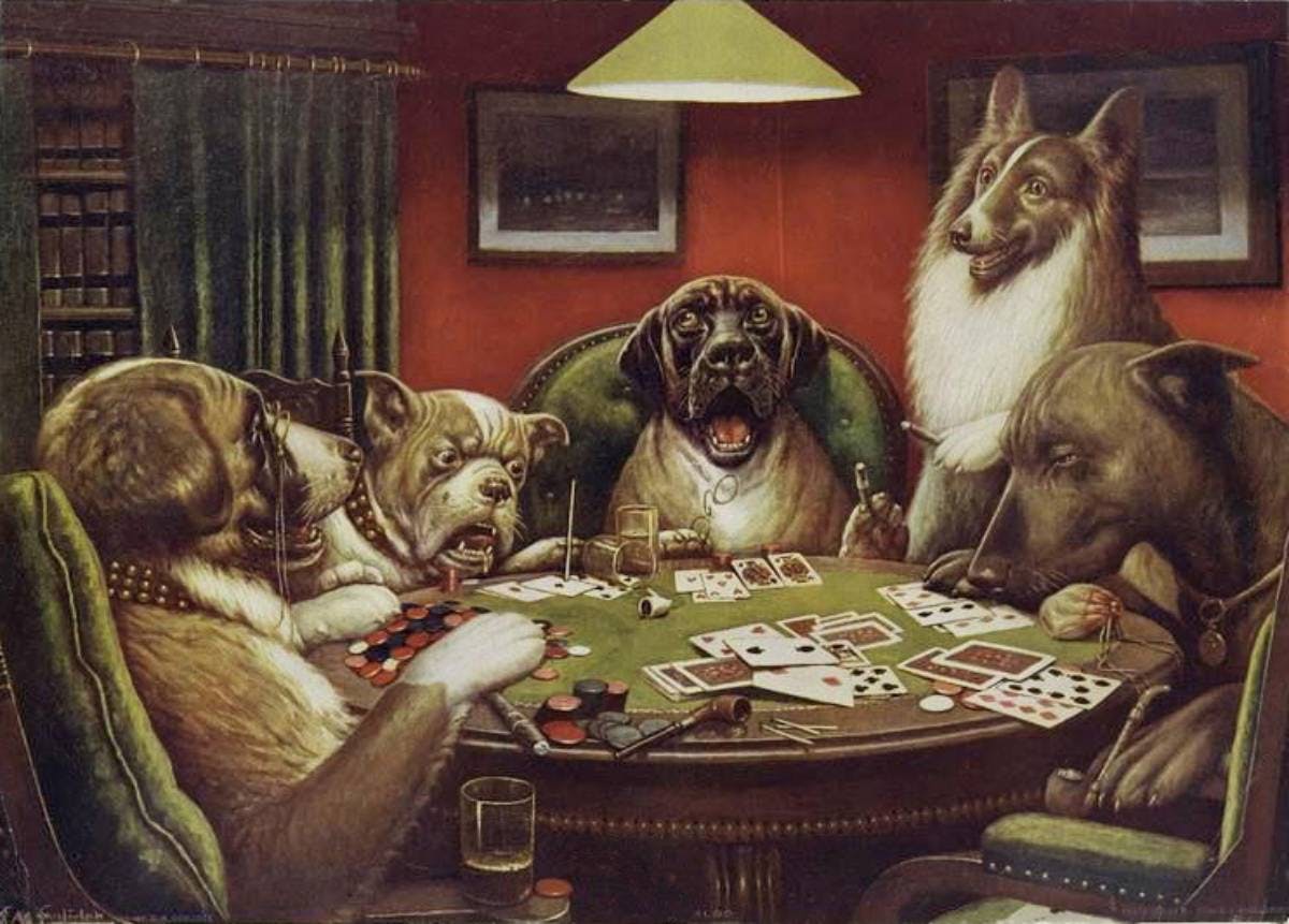 what is the meaning of dogs playing poker